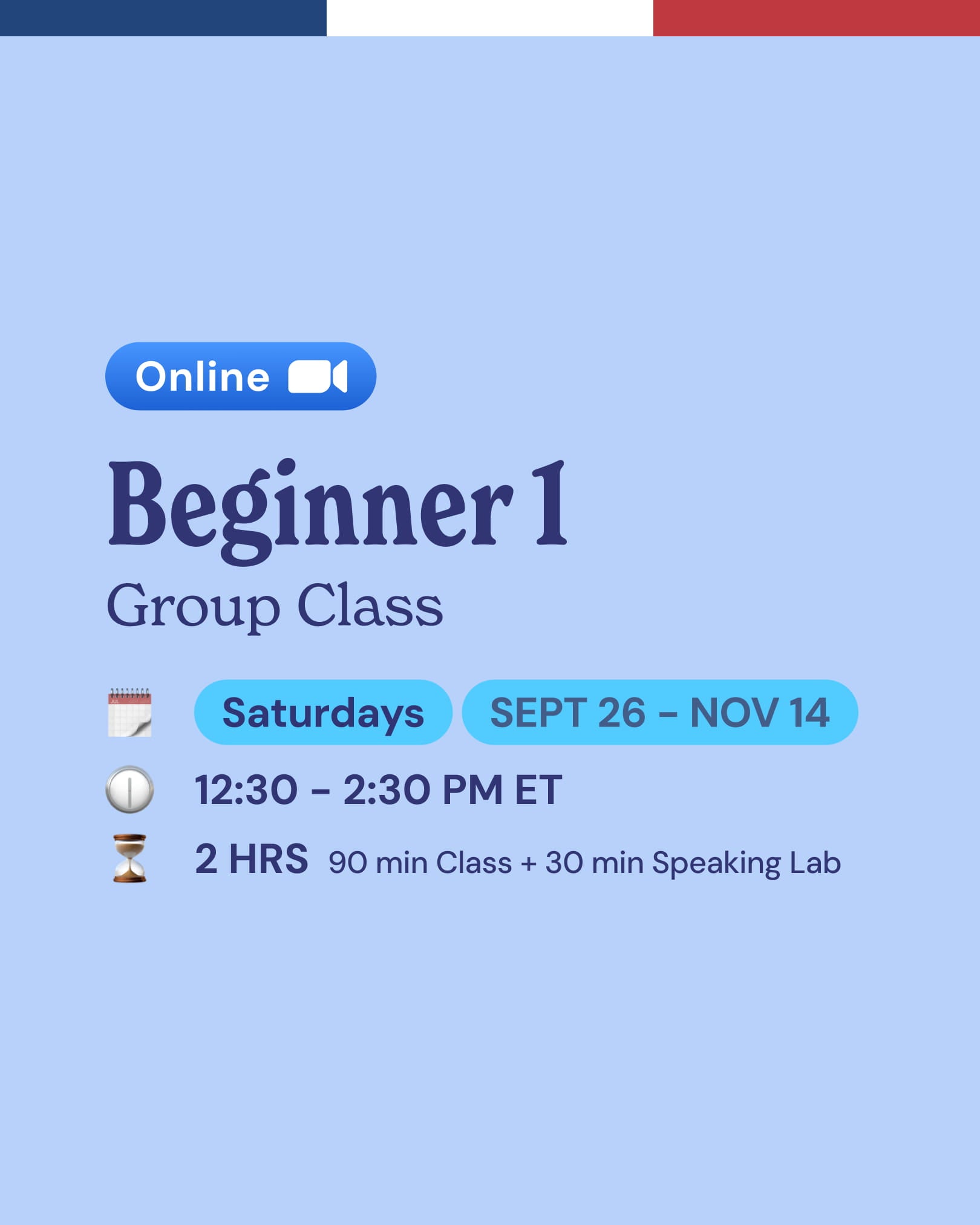 Beginner 1: Online French Group Classes