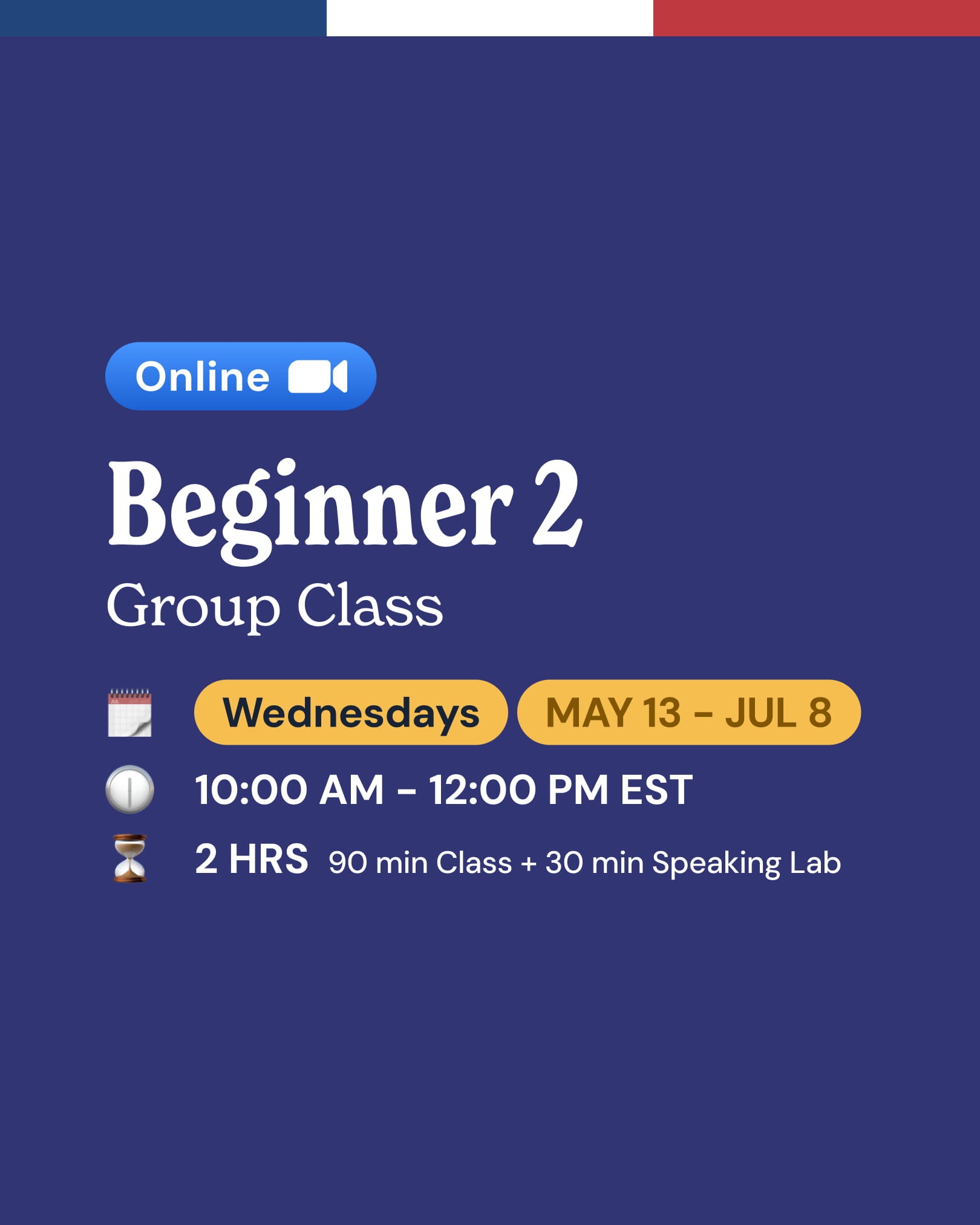 Beginner 2: Online French Group Classes