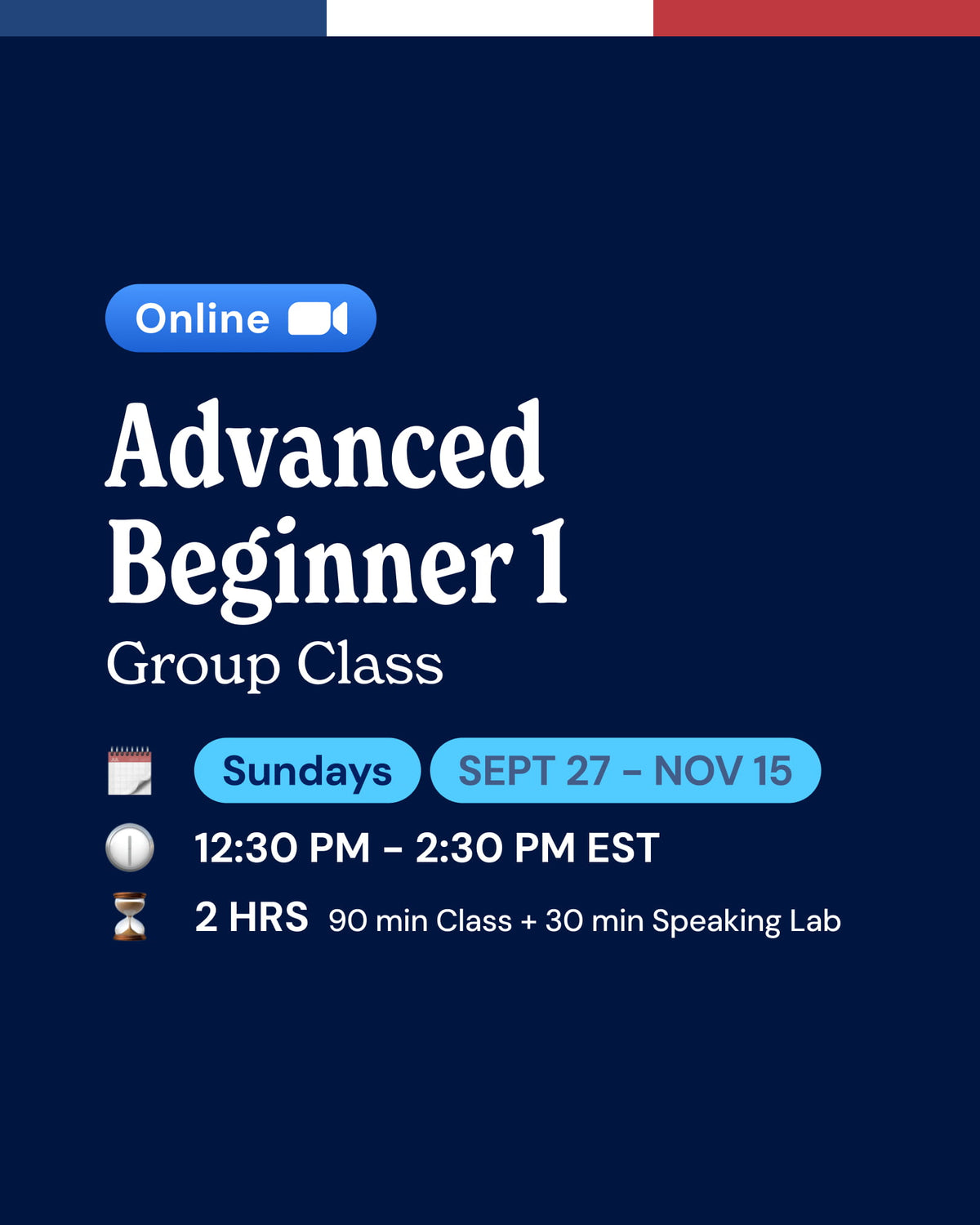 Advanced Beginner 1: Online French Group Classes