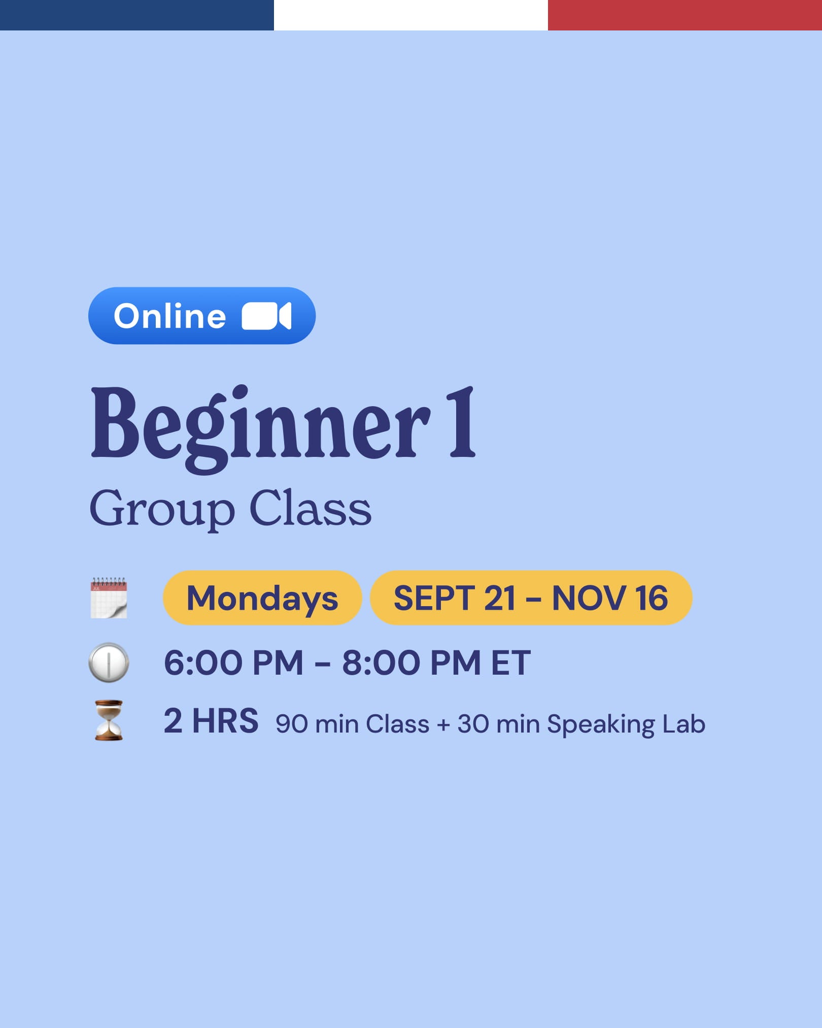 Beginner 1: Online French Group Classes