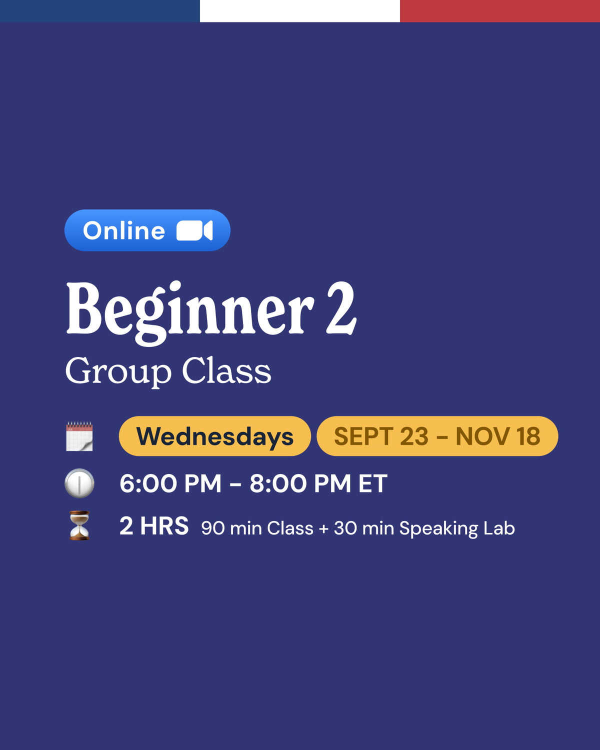 Beginner 2: Online French Group Classes